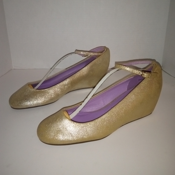 Jeffrey Campbell Handmade Tahiti Last Gold Glitter Wedge size 8 - Picture 9 of 16